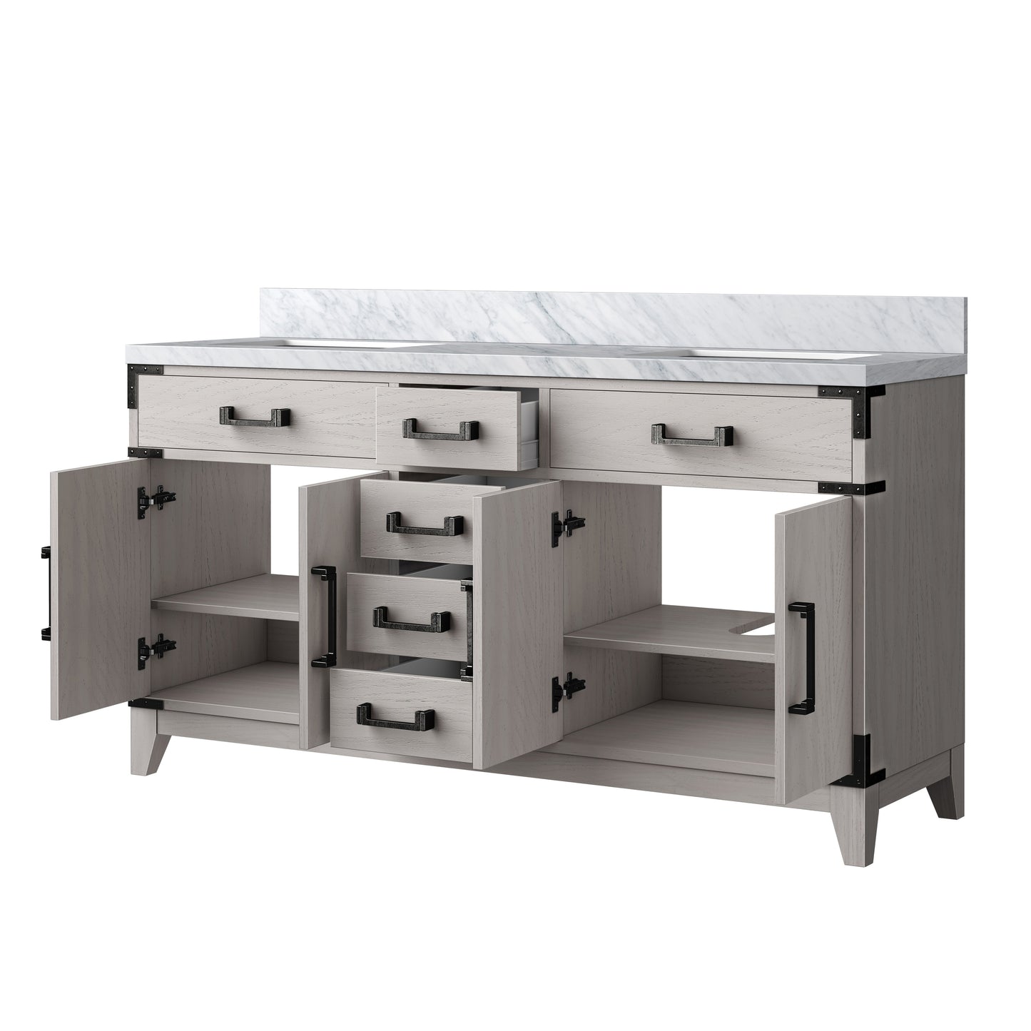Laurel 60 in W x 22 in D White Oak Double Bath Vanity