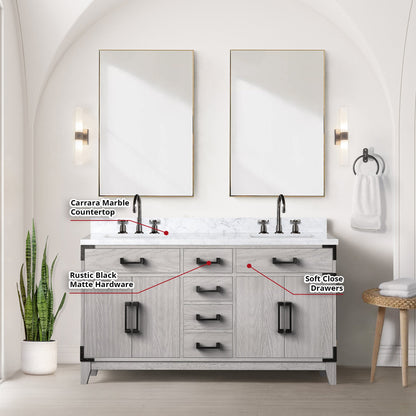 Laurel 60 in W x 22 in D White Oak Double Bath Vanity
