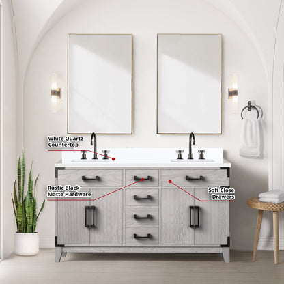 Laurel 60 in W x 22 in D White Oak Double Bath Vanity