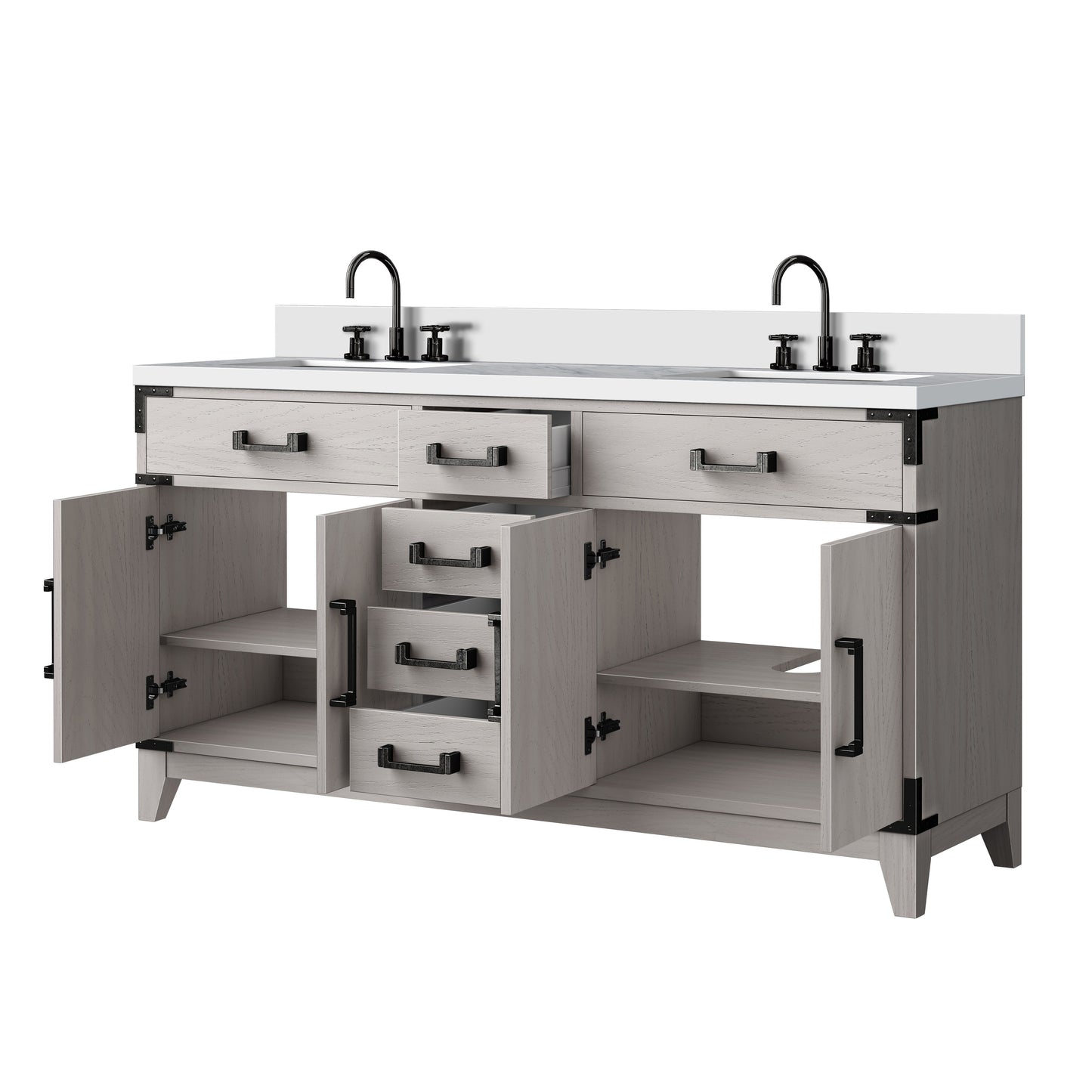 Laurel 60 in W x 22 in D White Oak Double Bath Vanity