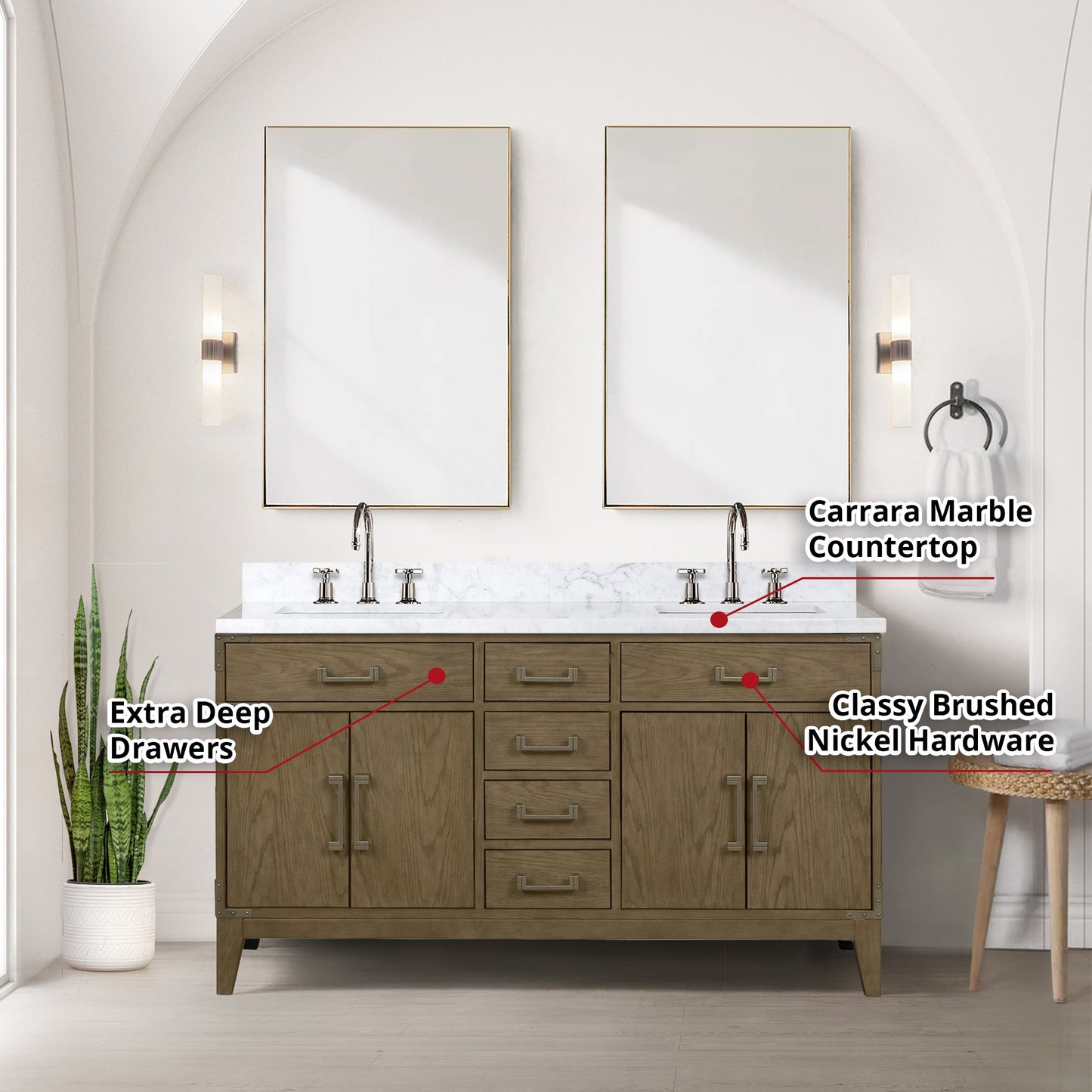 Laurel 60 in W x 22 in D Grey Oak Double Bath Vanity