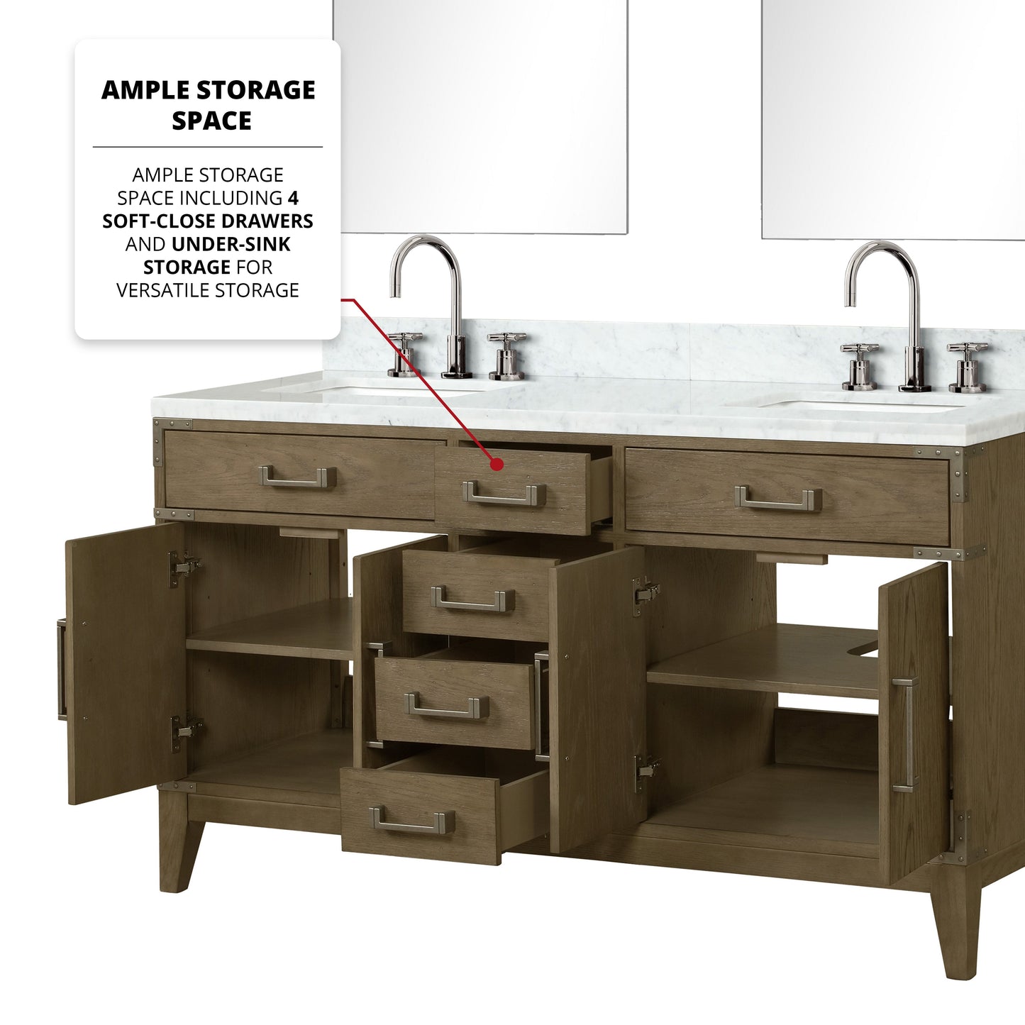 Laurel 60 in W x 22 in D Grey Oak Double Bath Vanity