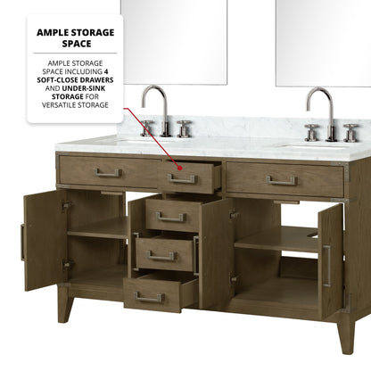 Laurel 60 in W x 22 in D Grey Oak Double Bath Vanity