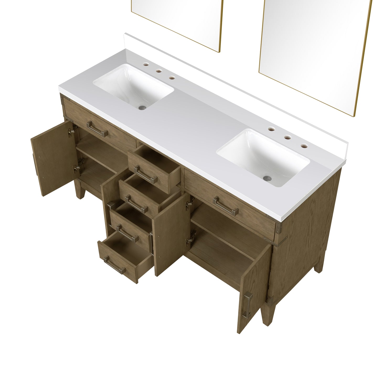 Laurel 60 in W x 22 in D Grey Oak Double Bath Vanity
