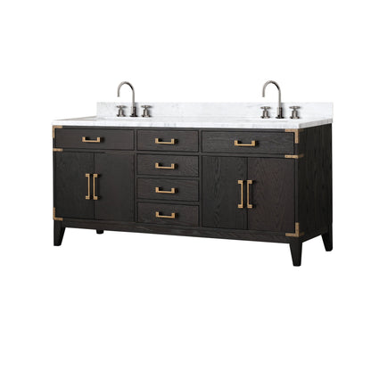 Laurel 72 in W x 22 in D Black Oak Double Bath Vanity