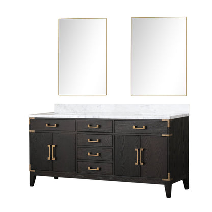 Laurel 72 in W x 22 in D Black Oak Double Bath Vanity