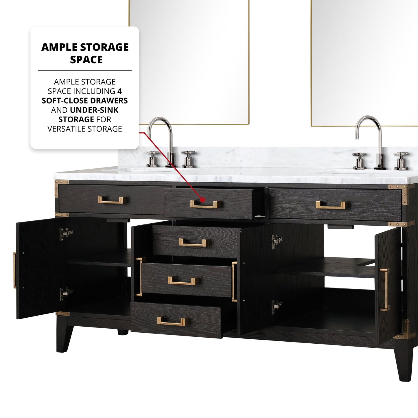 Laurel 72 in W x 22 in D Black Oak Double Bath Vanity
