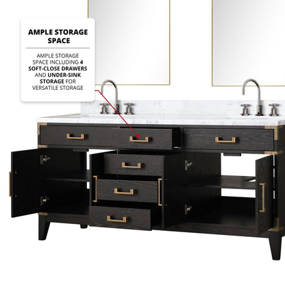 Laurel 72 in W x 22 in D Black Oak Double Bath Vanity