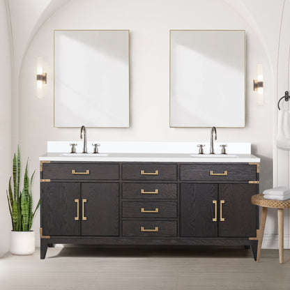 Laurel 72 in W x 22 in D Black Oak Double Bath Vanity