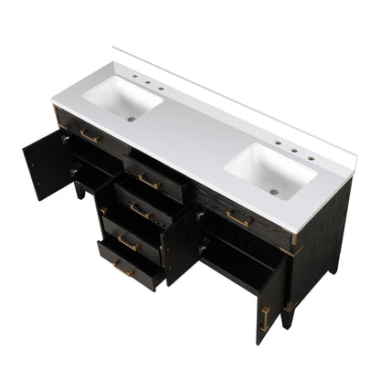Laurel 72 in W x 22 in D Black Oak Double Bath Vanity