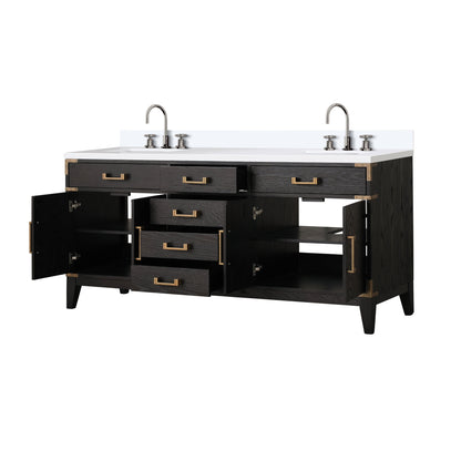 Laurel 72 in W x 22 in D Black Oak Double Bath Vanity