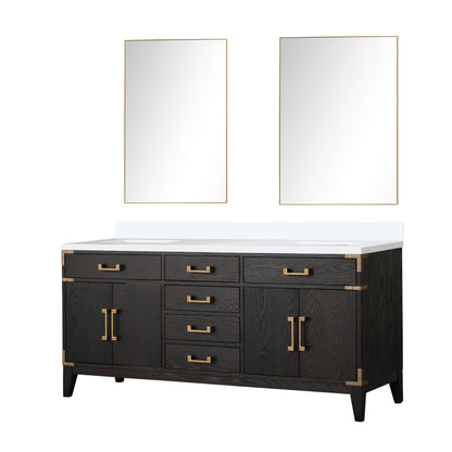 Laurel 72 in W x 22 in D Black Oak Double Bath Vanity