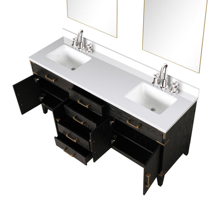 Laurel 72 in W x 22 in D Black Oak Double Bath Vanity
