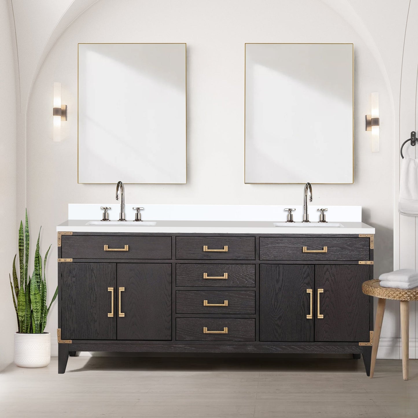 Laurel 72 in W x 22 in D Black Oak Double Bath Vanity