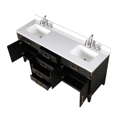 Laurel 72 in W x 22 in D Black Oak Double Bath Vanity