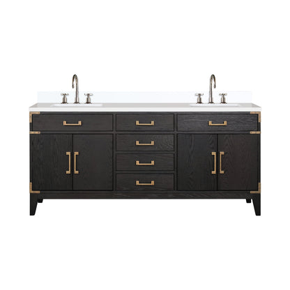 Laurel 72 in W x 22 in D Black Oak Double Bath Vanity