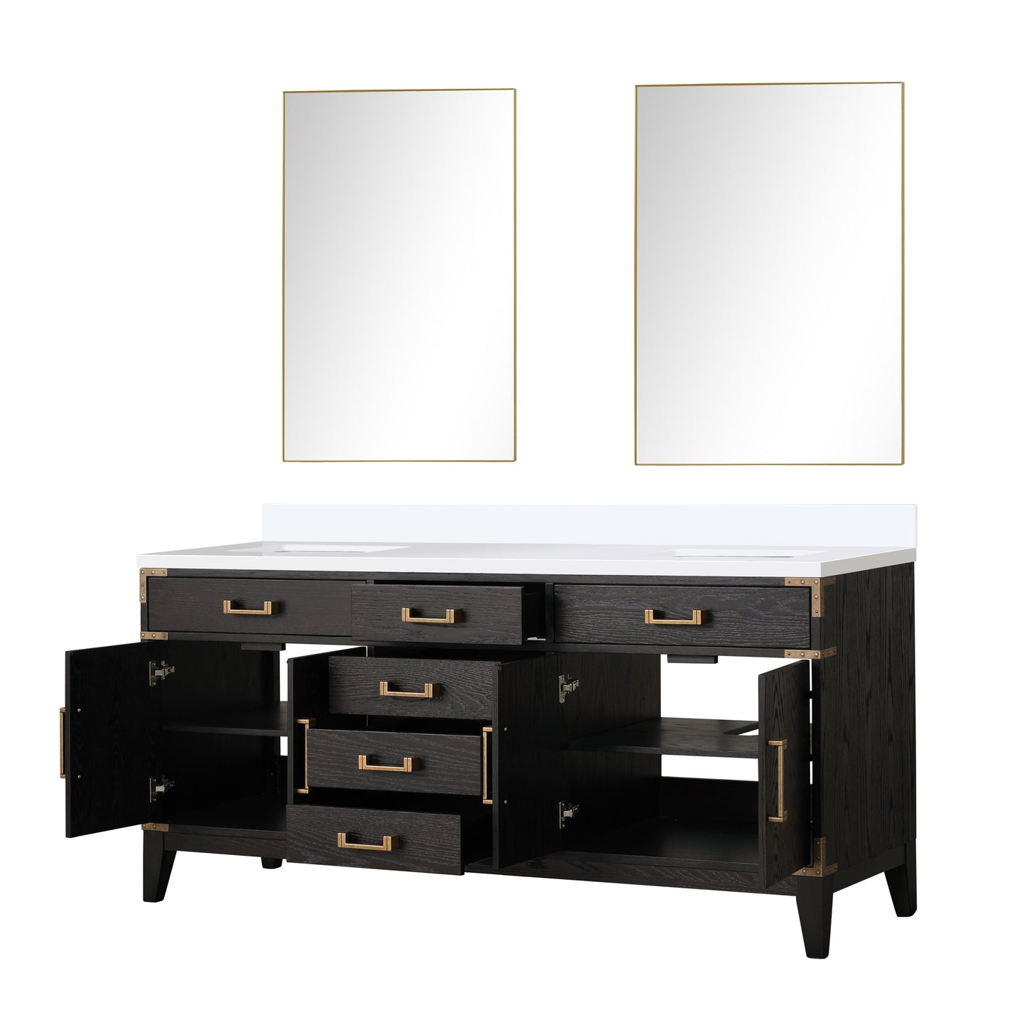 Laurel 72 in W x 22 in D Black Oak Double Bath Vanity
