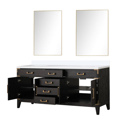 Laurel 72 in W x 22 in D Black Oak Double Bath Vanity