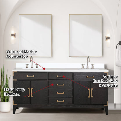 Laurel 72 in W x 22 in D Black Oak Double Bath Vanity
