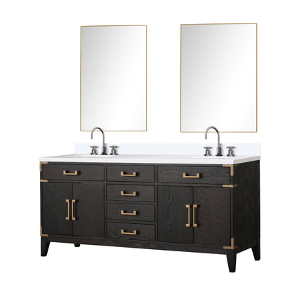 Laurel 72 in W x 22 in D Black Oak Double Bath Vanity