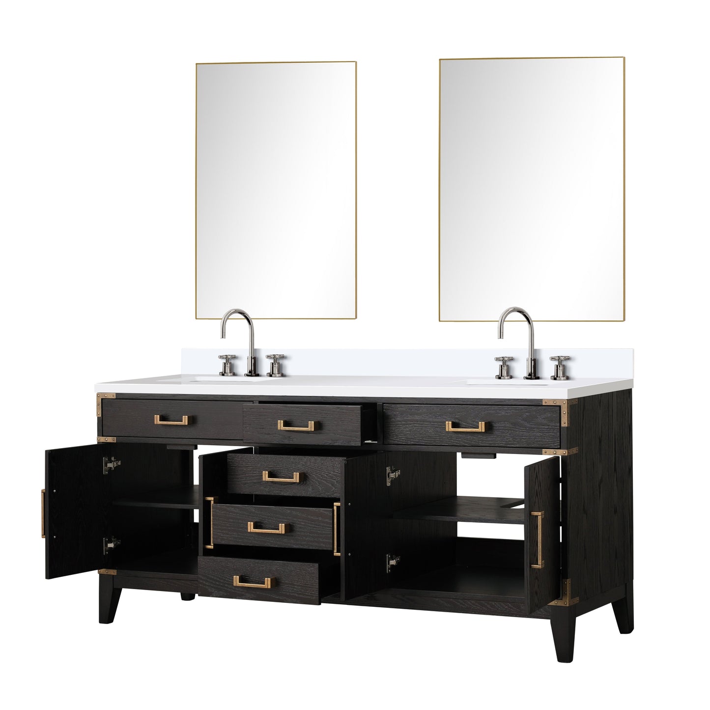 Laurel 72 in W x 22 in D Black Oak Double Bath Vanity