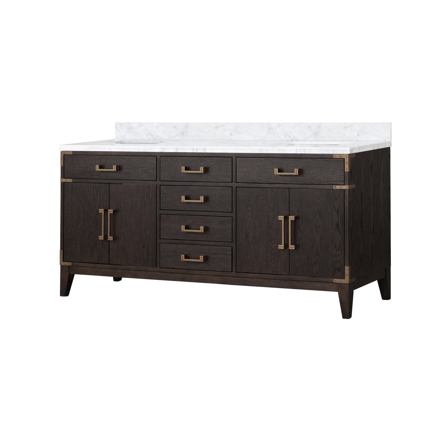 Laurel 72 in W x 22 in D Brown Oak Double Bath Vanity