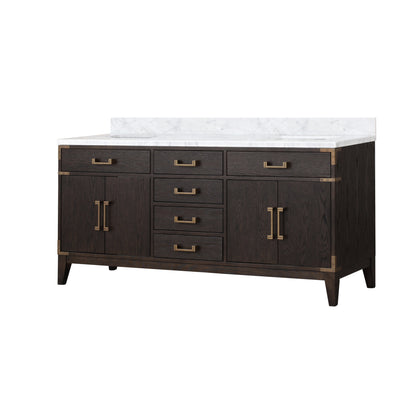 Laurel 72 in W x 22 in D Brown Oak Double Bath Vanity