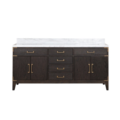Laurel 72 in W x 22 in D Brown Oak Double Bath Vanity