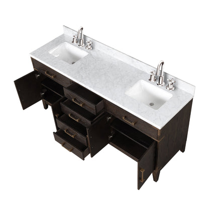 Laurel 72 in W x 22 in D Brown Oak Double Bath Vanity