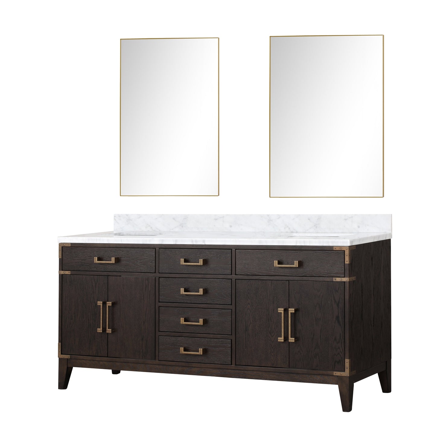 Laurel 72 in W x 22 in D Brown Oak Double Bath Vanity