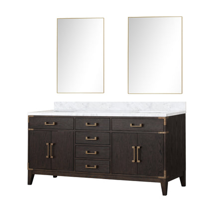 Laurel 72 in W x 22 in D Brown Oak Double Bath Vanity