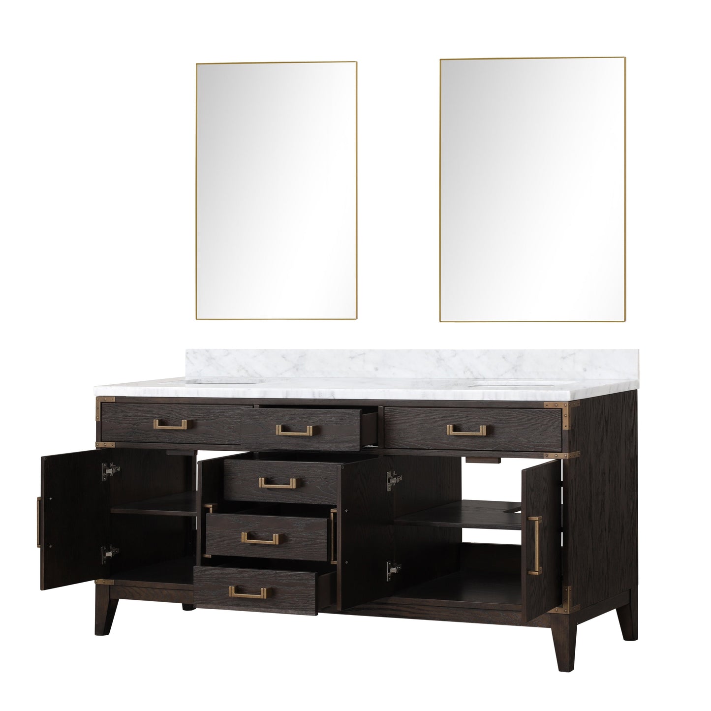 Laurel 72 in W x 22 in D Brown Oak Double Bath Vanity