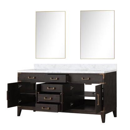 Laurel 72 in W x 22 in D Brown Oak Double Bath Vanity