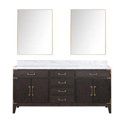 Laurel 72 in W x 22 in D Brown Oak Double Bath Vanity