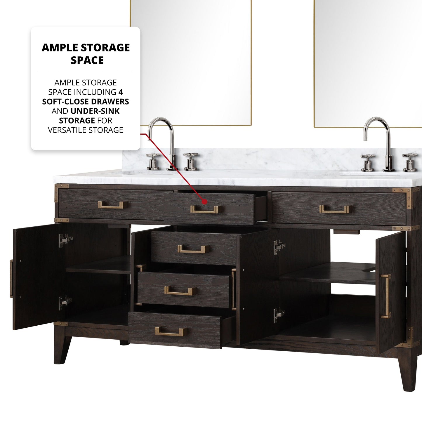 Laurel 72 in W x 22 in D Brown Oak Double Bath Vanity