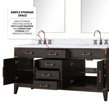Laurel 72 in W x 22 in D Brown Oak Double Bath Vanity