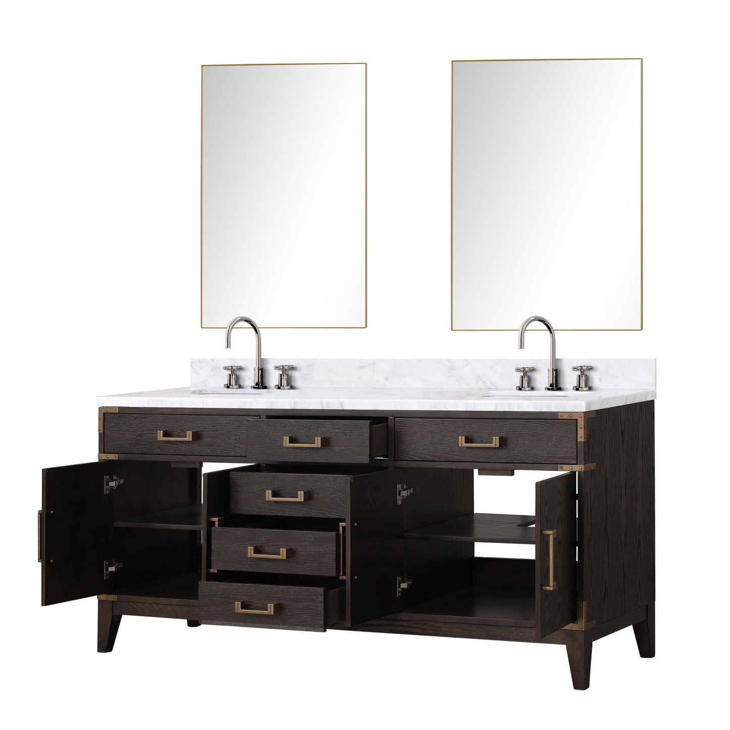 Laurel 72 in W x 22 in D Brown Oak Double Bath Vanity