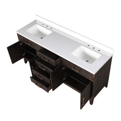 Laurel 72 in W x 22 in D Brown Oak Double Bath Vanity