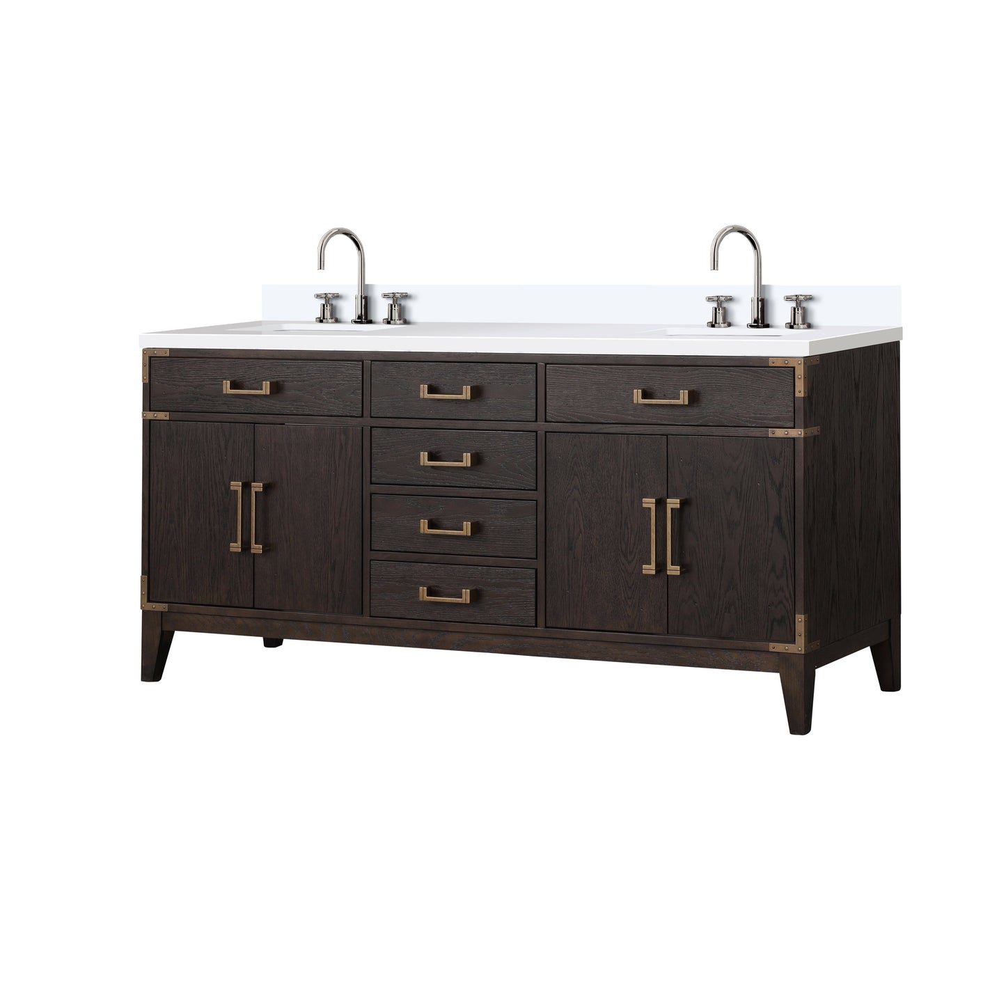 Laurel 72 in W x 22 in D Brown Oak Double Bath Vanity