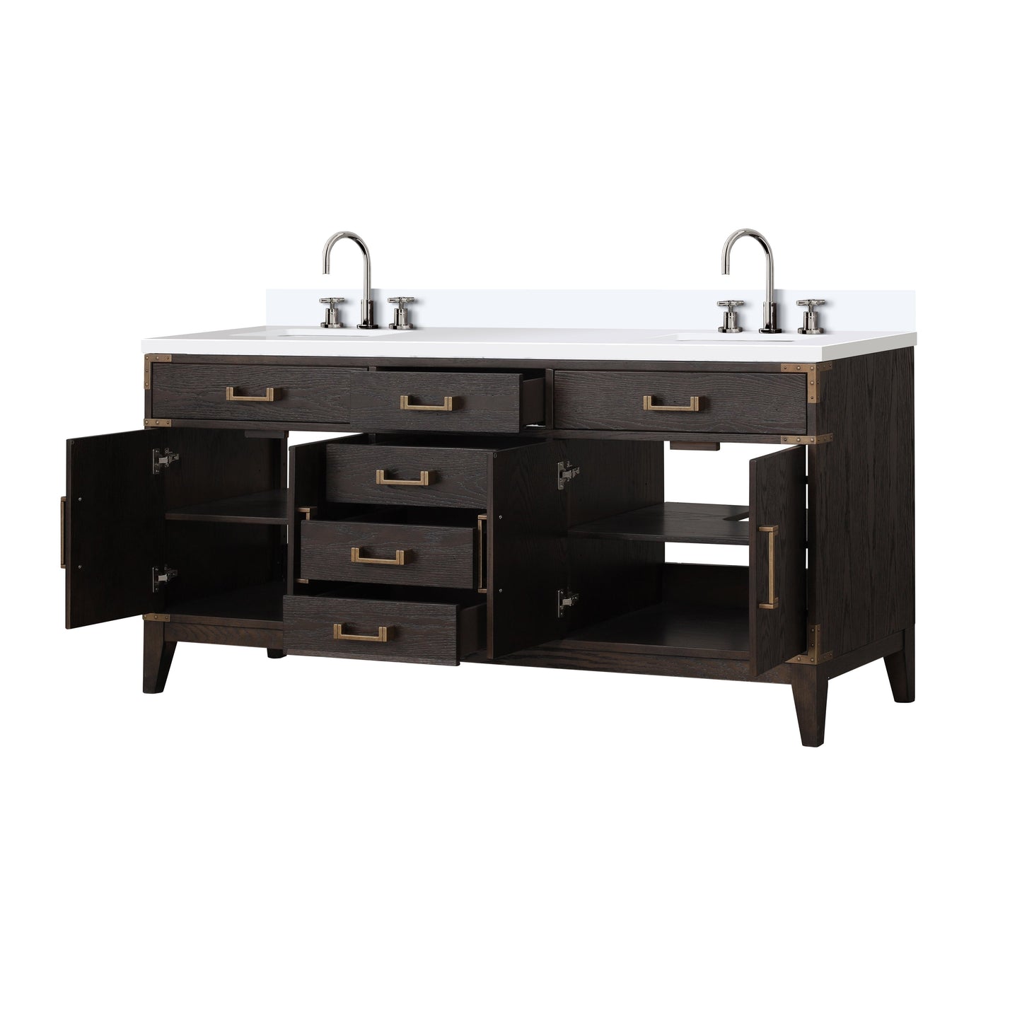 Laurel 72 in W x 22 in D Brown Oak Double Bath Vanity