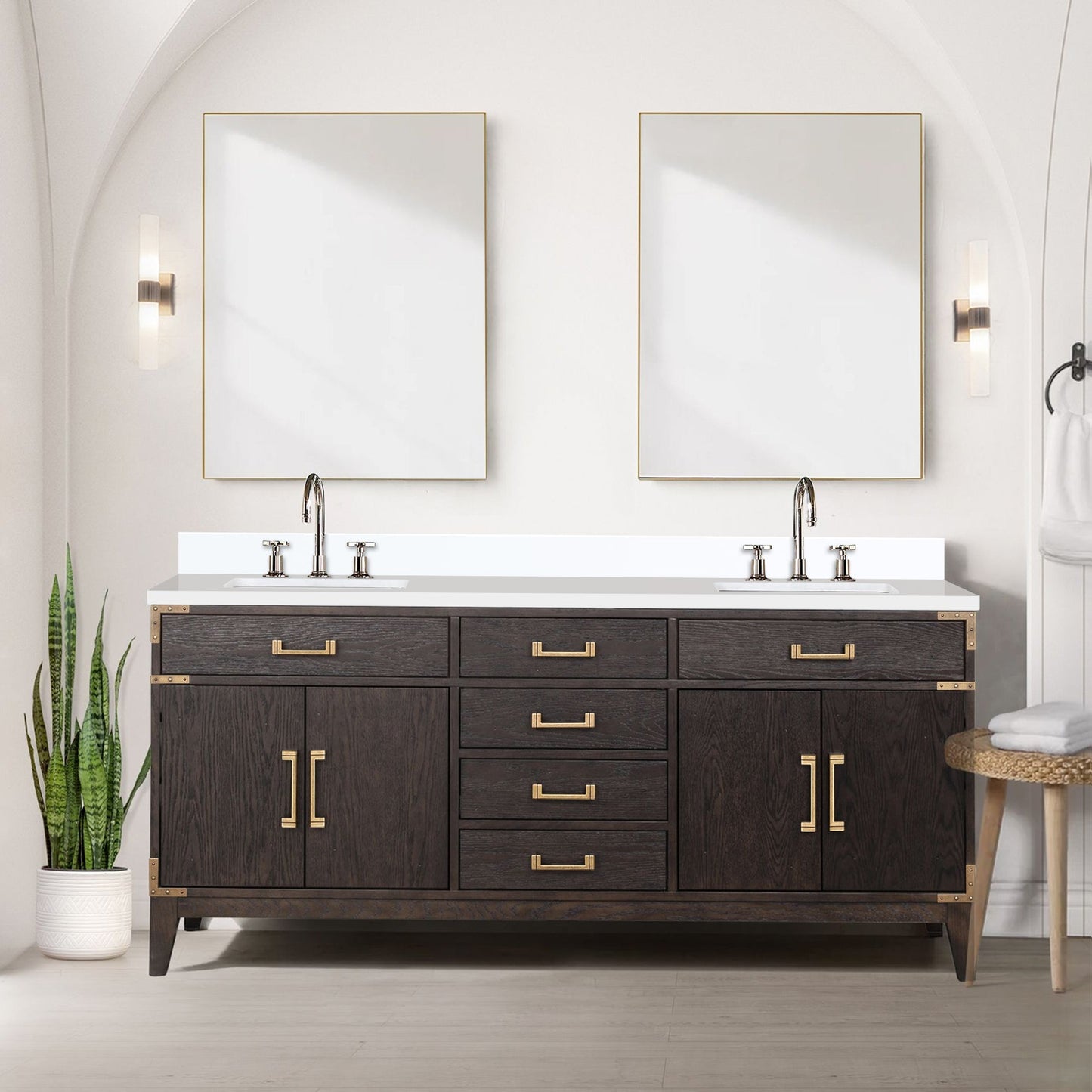 Laurel 72 in W x 22 in D Brown Oak Double Bath Vanity