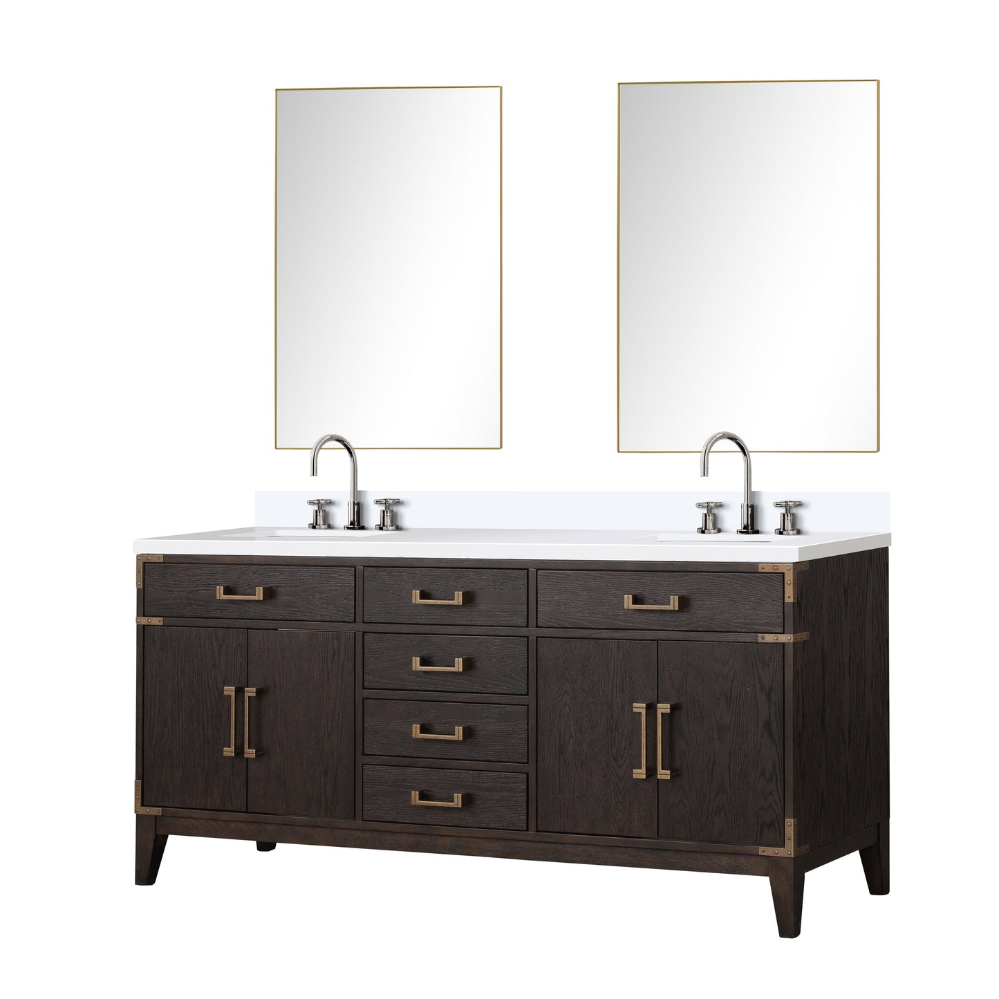 Laurel 72 in W x 22 in D Brown Oak Double Bath Vanity
