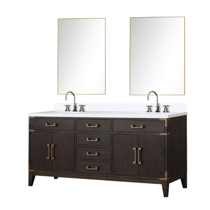 Laurel 72 in W x 22 in D Brown Oak Double Bath Vanity