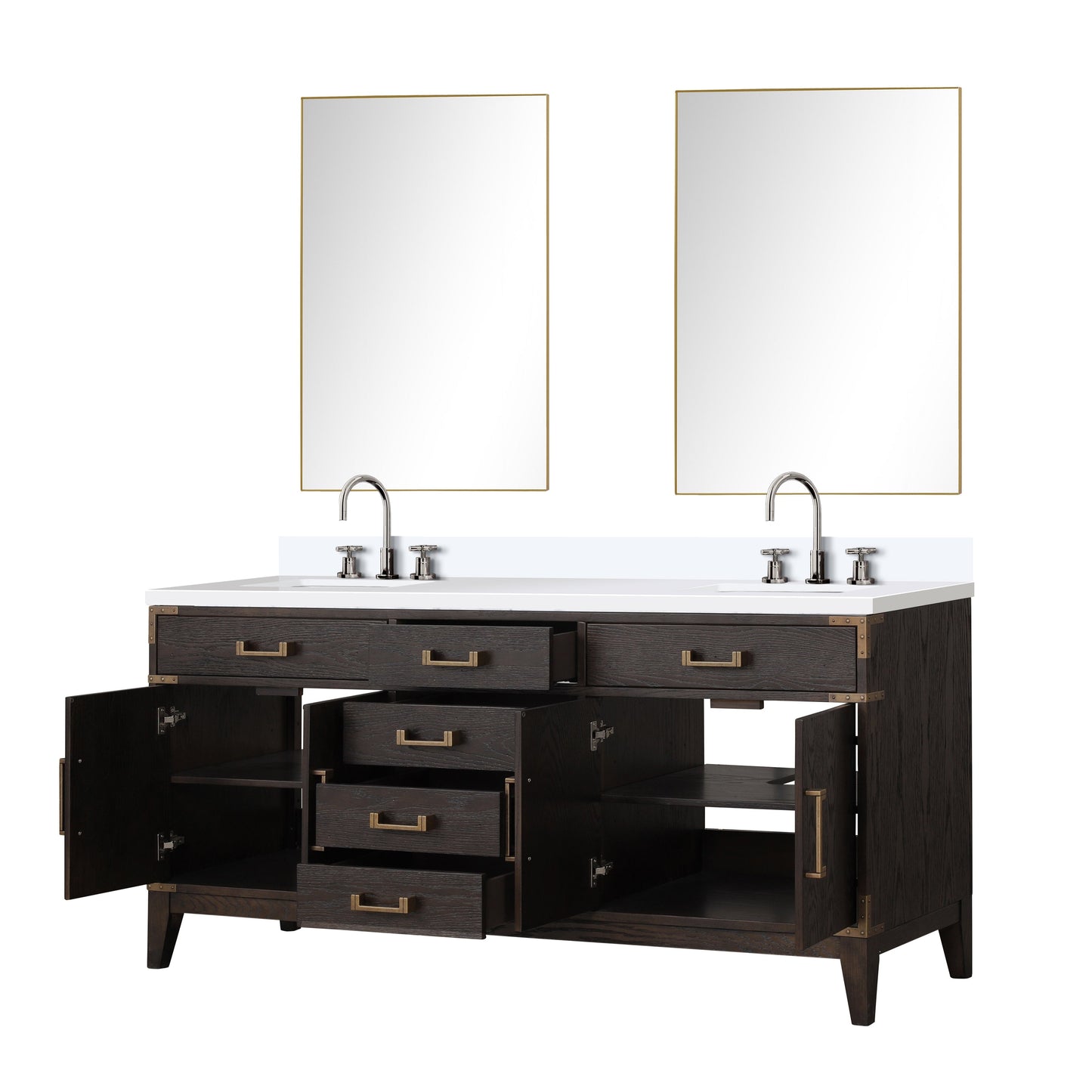 Laurel 72 in W x 22 in D Brown Oak Double Bath Vanity