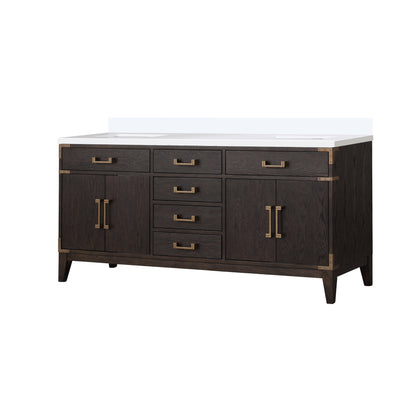 Laurel 72 in W x 22 in D Brown Oak Double Bath Vanity