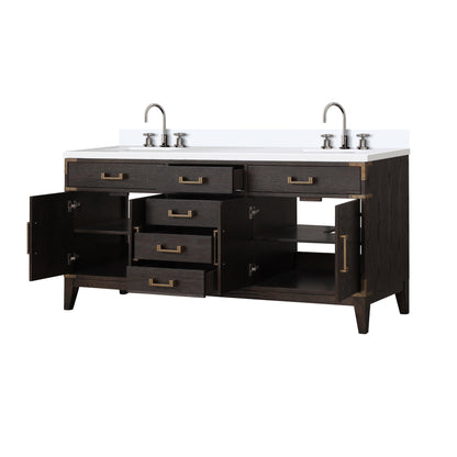 Laurel 72 in W x 22 in D Brown Oak Double Bath Vanity