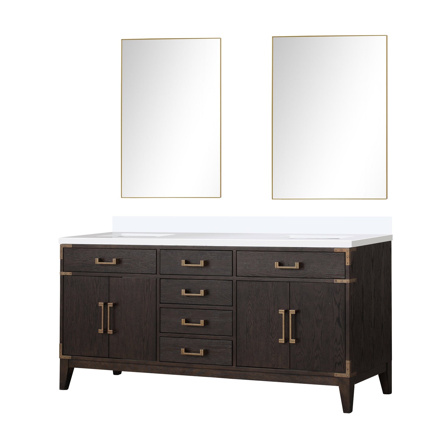 Laurel 72 in W x 22 in D Brown Oak Double Bath Vanity