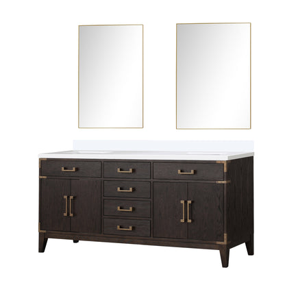 Laurel 72 in W x 22 in D Brown Oak Double Bath Vanity