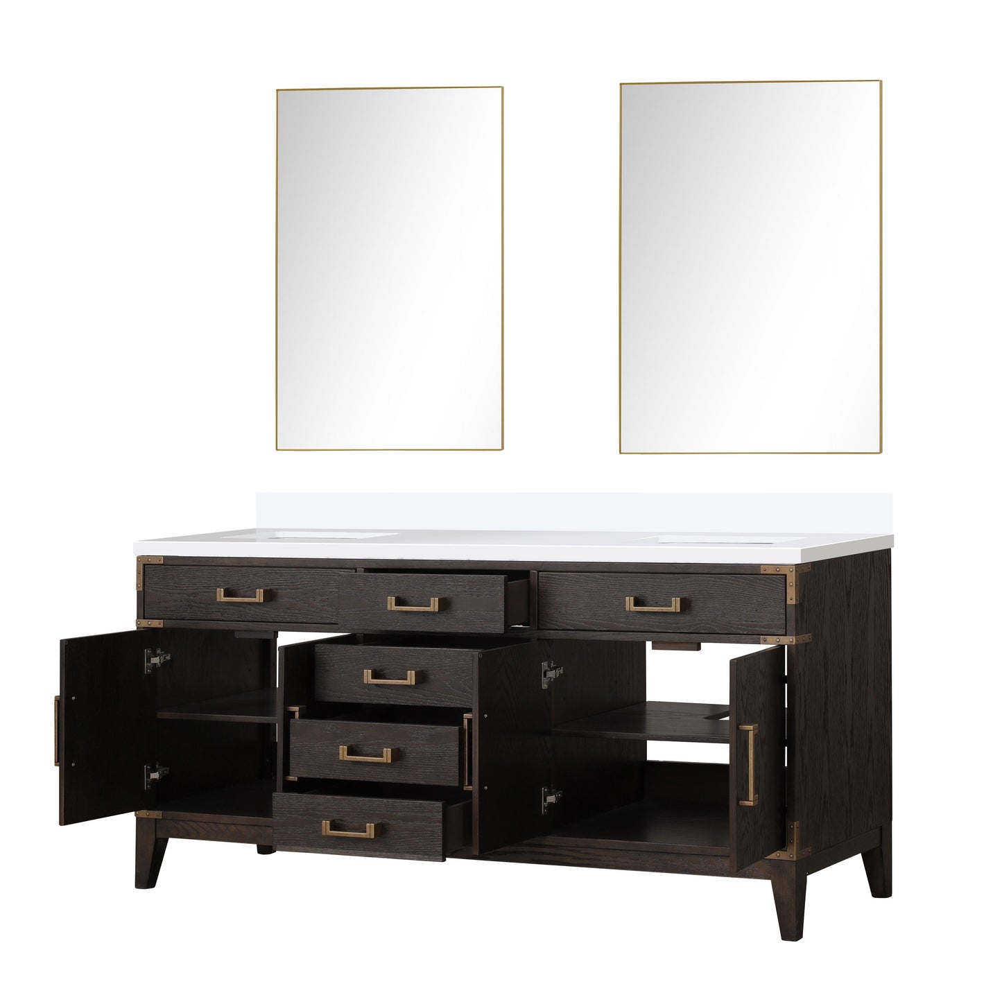 Laurel 72 in W x 22 in D Brown Oak Double Bath Vanity