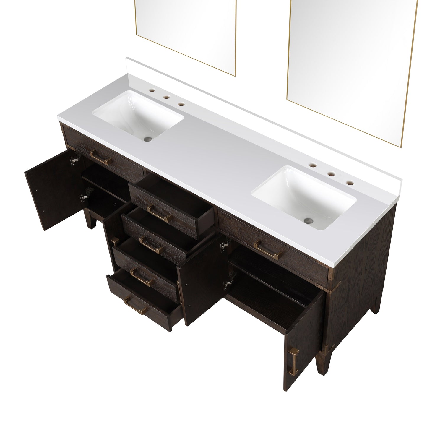 Laurel 72 in W x 22 in D Brown Oak Double Bath Vanity
